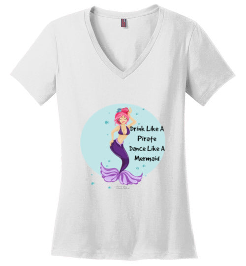 Drink Pirate Dance Mermaid Womens V-Neck